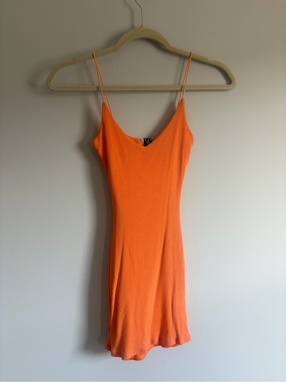 Windsor Bright Orange Ribbed Slip Mini Dress